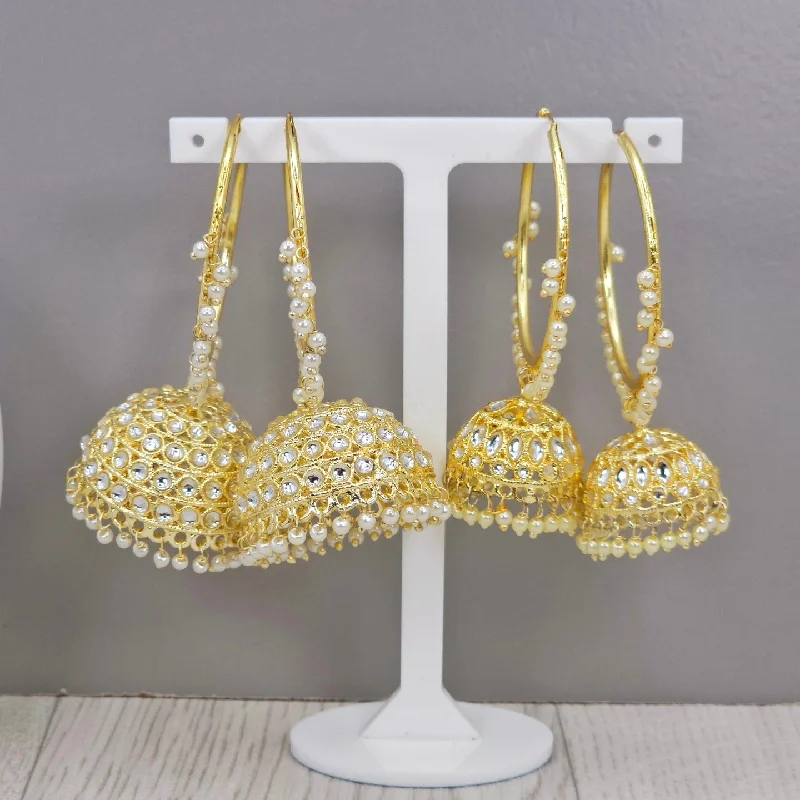 Everyday hoop earringsPoonam - Stunning White Kundan Gold Plated Hoop Jhumka Earrings Everyday hoop earringsPoonam - Stunning White Kundan Gold Plated Hoop Jhumka Earrings