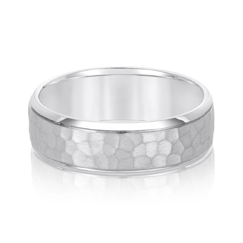 Men's rose - gold - plated rings for a trendy colorMen’s Bevered Comfort Fit Hammered Band Men's rose - gold - plated rings for a trendy colorMen’s Bevered Comfort Fit Hammered Band