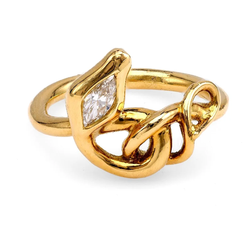 Heart - shaped diamond engagement ring with a hidden halo in 14K rose gold18k Gold Snake Ring with Marquise Diamond Heart - shaped diamond engagement ring with a hidden halo in 14K rose gold18k Gold Snake Ring with Marquise Diamond