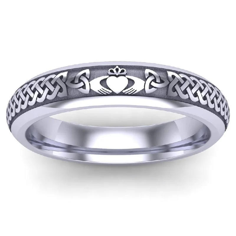 Men's rose - gold - plated rings for a trendy colorCladdagh Wedding Ring UCL1-14W4M - 14K White Gold Men's rose - gold - plated rings for a trendy colorCladdagh Wedding Ring UCL1-14W4M - 14K White Gold