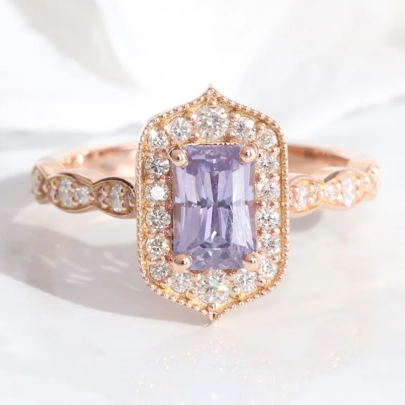 Men's Amethyst Engagement Rings in Sterling Silver with a Contemporary Geometric Setting1.78 Ct Emerald Cut Lavender Sapphire Ring in 14k Rose Gold Vintage Floral Ring, Size 6.5 Men's Amethyst Engagement Rings in Sterling Silver with a Contemporary Geometric Setting1.78 Ct Emerald Cut Lavender Sapphire Ring in 14k Rose Gold Vintage Floral Ring, Size 6.5