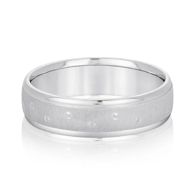 Men's thumb rings with a wide bandMen's Dots Pattern Wedding Band