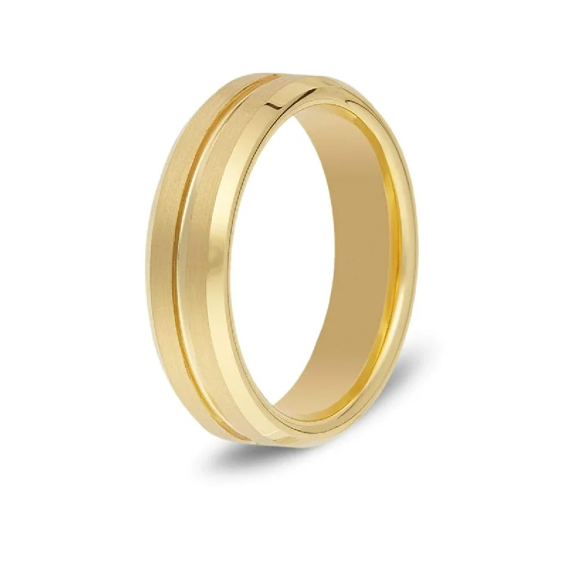 Men's kinetic rings with moving partsMen’s Gold Groove Tungsten Ring