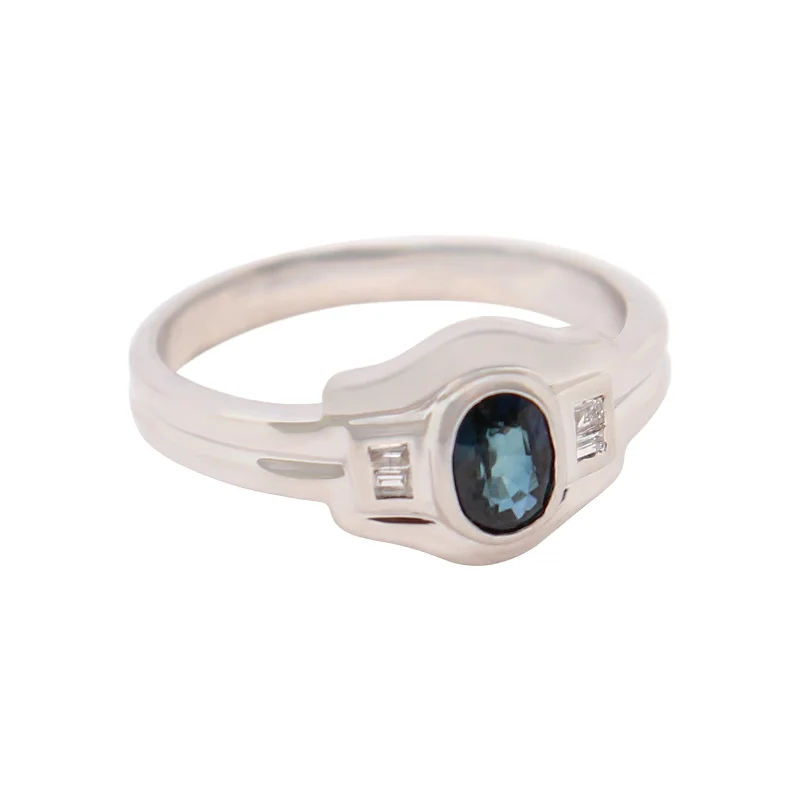 Magnetic Clasp Women's Rings for Easy Wearing and RemovalWhite Gold Sapphire Ring