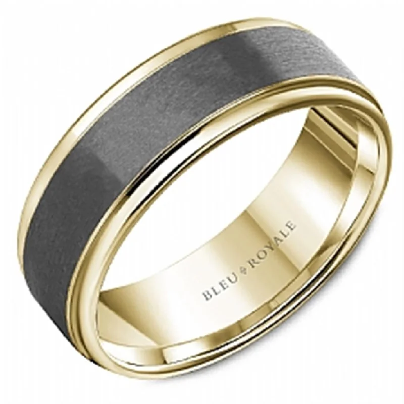 Men's Topaz Engagement Rings in 10K Gold with a Channel - Set Diamond BandBleu Royale Two Tone Tantalum & Gold Sandpaper Finished Band Men's Topaz Engagement Rings in 10K Gold with a Channel - Set Diamond BandBleu Royale Two Tone Tantalum & Gold Sandpaper Finished Band