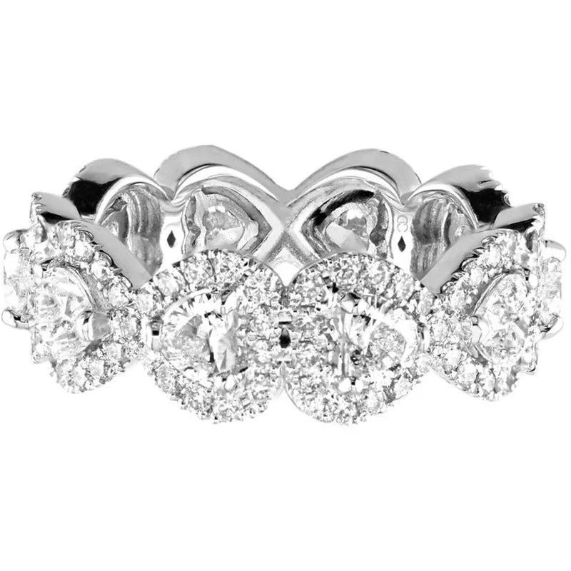 18kt White Gold Diamond Heart Halo Eternity Band