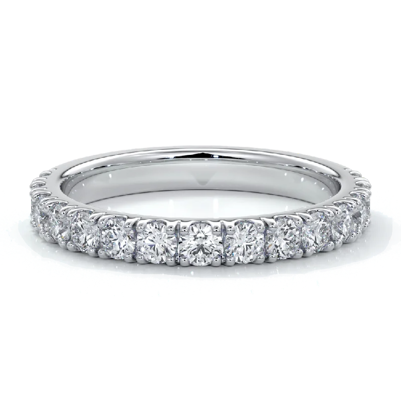 Princess - cut diamond engagement ring with a pavé - set band in platinumNatalia 2mm Princess - cut diamond engagement ring with a pavé - set band in platinumNatalia 2mm