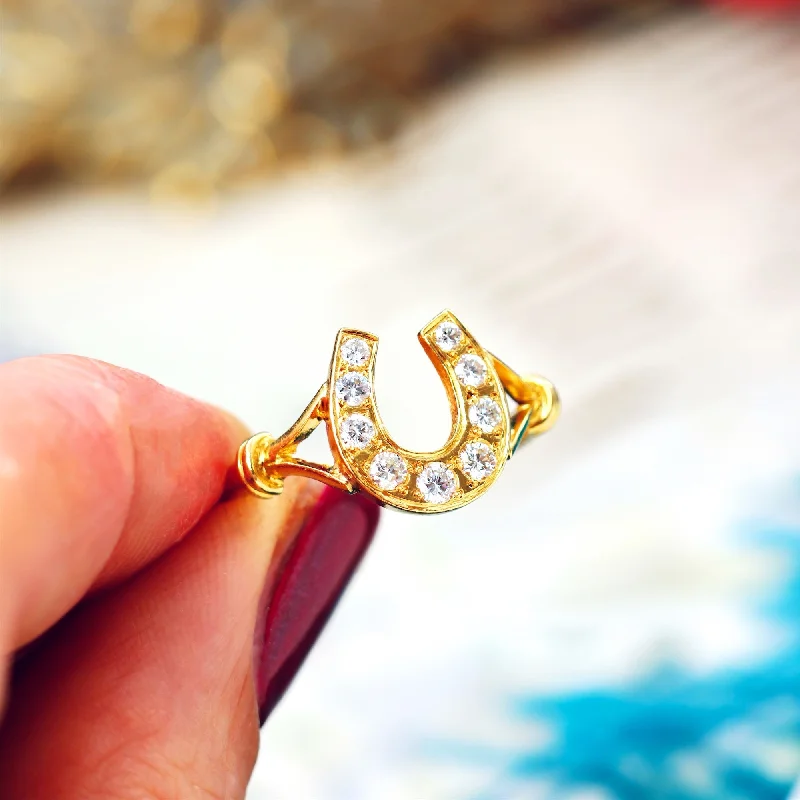 Statement - Making Cocktail Rings for Women with Large Cubic ZirconiaDazzlin' Date 1989 Diamond Lucky Horseshoe Ring Statement - Making Cocktail Rings for Women with Large Cubic ZirconiaDazzlin' Date 1989 Diamond Lucky Horseshoe Ring