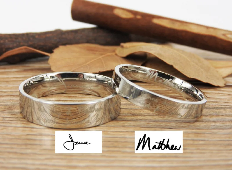 Men's cross - shaped rings for a religious statementHandmade Handwriting rings, Signature rings, Initial ring, Personalized ring, Matching Wedding Bands, Titanium Couple Rings Set Men's cross - shaped rings for a religious statementHandmade Handwriting rings, Signature rings, Initial ring, Personalized ring, Matching Wedding Bands, Titanium Couple Rings Set