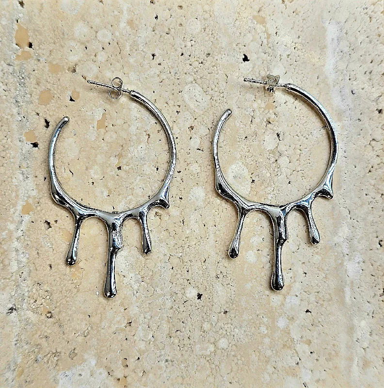 Vintage hoop earringsSterling Silver Dripping Hoop Earrings