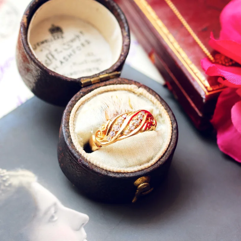 Vintage - Inspired Filigree - Design Women's Rings in Sterling SilverAntique Date 1908 Diamond Floralesque Band Ring Vintage - Inspired Filigree - Design Women's Rings in Sterling SilverAntique Date 1908 Diamond Floralesque Band Ring