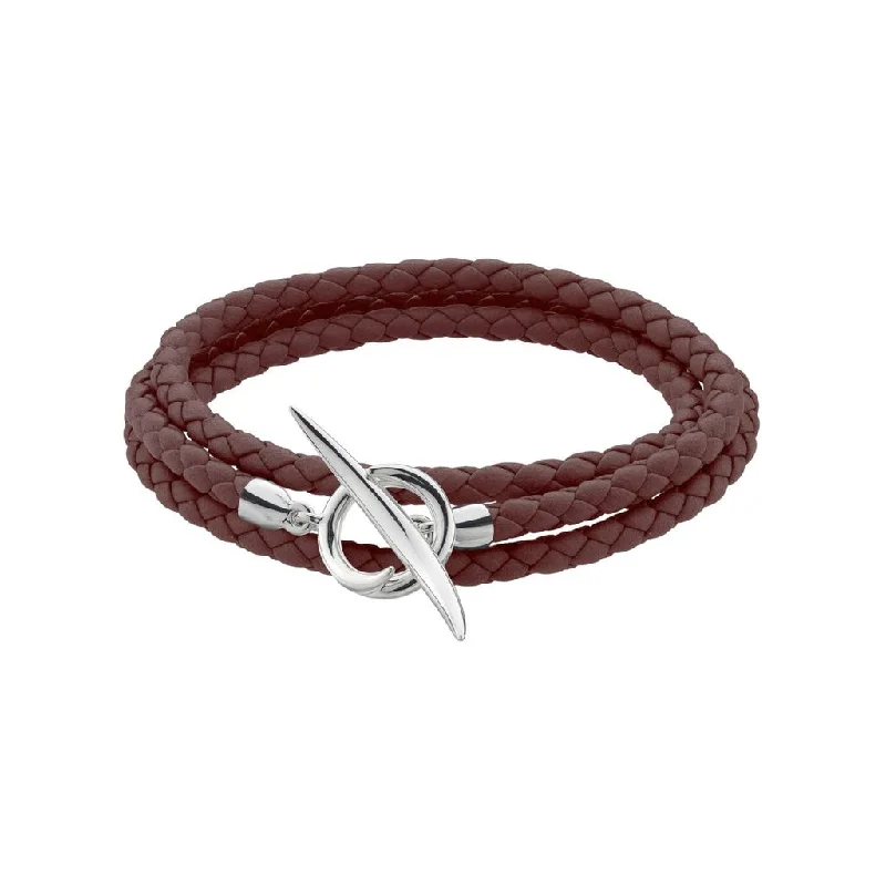 Shaun Leane Quill Sterling Silver Brown Leather Wrap Bracelet