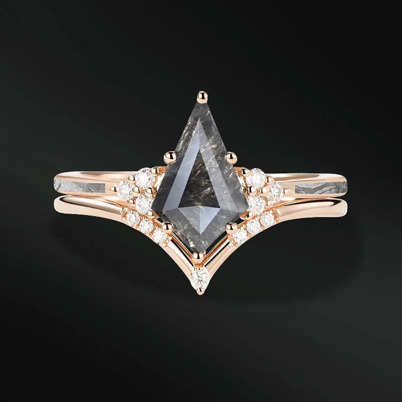 Magnetic Clasp Women's Rings for Easy Wearing and RemovalSTARLINE - 14K GOLD ENGAGEMENT RING SET - NATURAL METEORITE AND KITE GALAXY DIAMOND RINGS Magnetic Clasp Women's Rings for Easy Wearing and RemovalSTARLINE - 14K GOLD ENGAGEMENT RING SET - NATURAL METEORITE AND KITE GALAXY DIAMOND RINGS