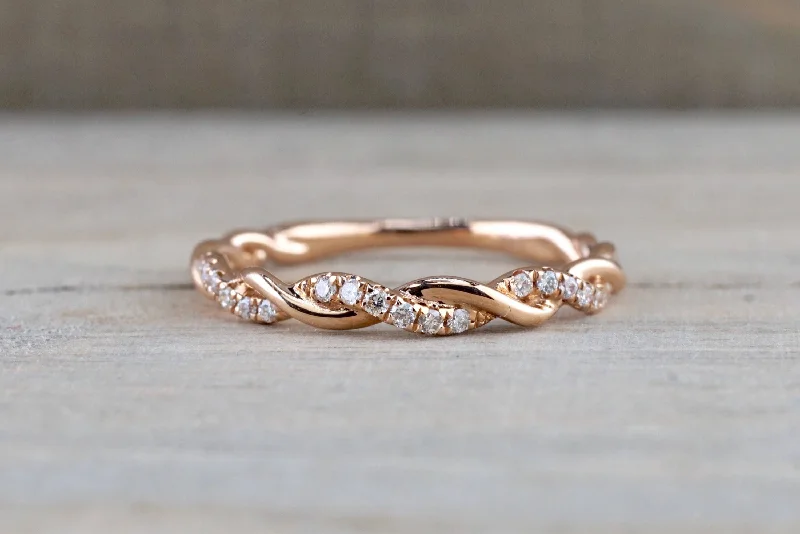 Men's shock - resistant rings for durabilityGold Round Diamond Rope Twined Vine Ring ASPBR010001 Men's shock - resistant rings for durabilityGold Round Diamond Rope Twined Vine Ring ASPBR010001