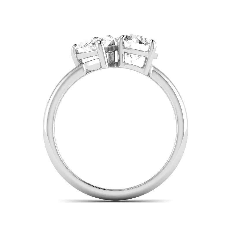 Marquee Almost 2.50 Carat TW Round And Pear Shape Lab Grown Diamond Ring in 14K White Gold Marquee Almost 2.50 Carat TW Round And Pear Shape Lab Grown Diamond Ring in 14K White Gold