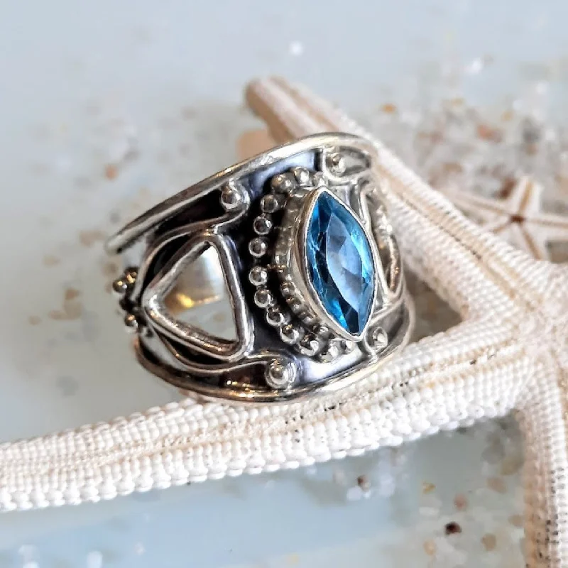 Women's Rings with Hidden Compartments for Secret KeepsakesBLUE EYE - STATEMENT 925 TRIBAL BOHO RING Women's Rings with Hidden Compartments for Secret KeepsakesBLUE EYE - STATEMENT 925 TRIBAL BOHO RING