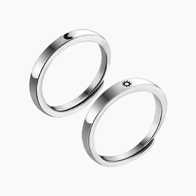 Diamond - Encrusted Women's Rings for Special Occasions in 18K GoldCelestial Sun & Moon Sterling Silver Ring Set Diamond - Encrusted Women's Rings for Special Occasions in 18K GoldCelestial Sun & Moon Sterling Silver Ring Set