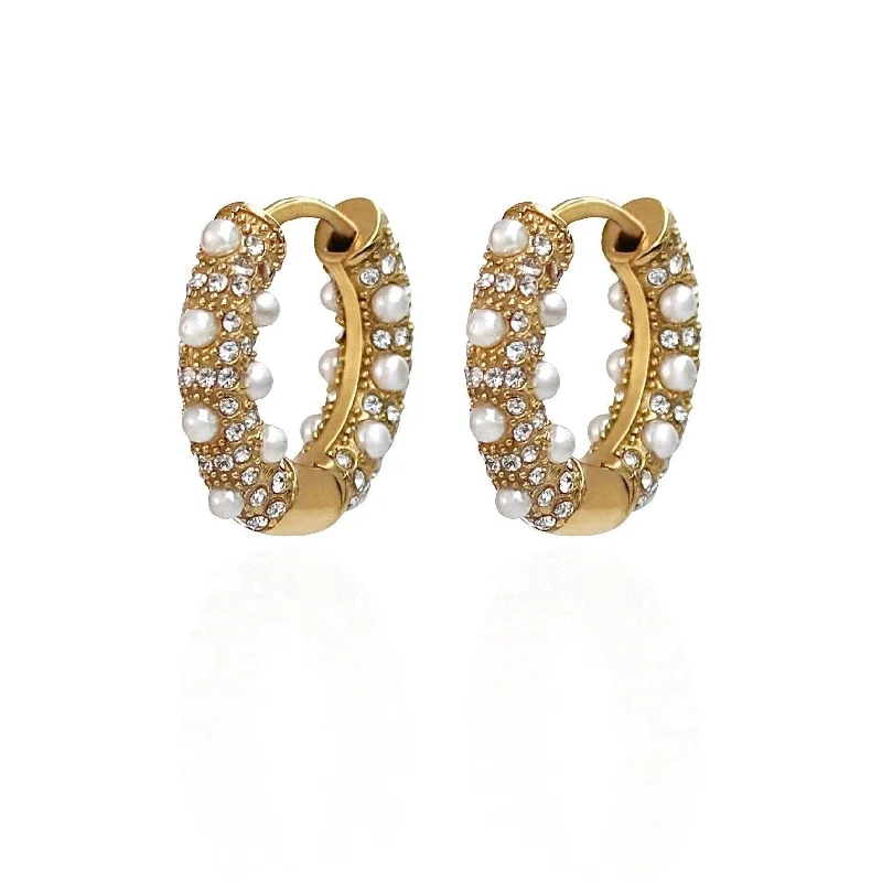 Hypoallergenic hoop earringsAngelic Diamond and Pearl Hoops