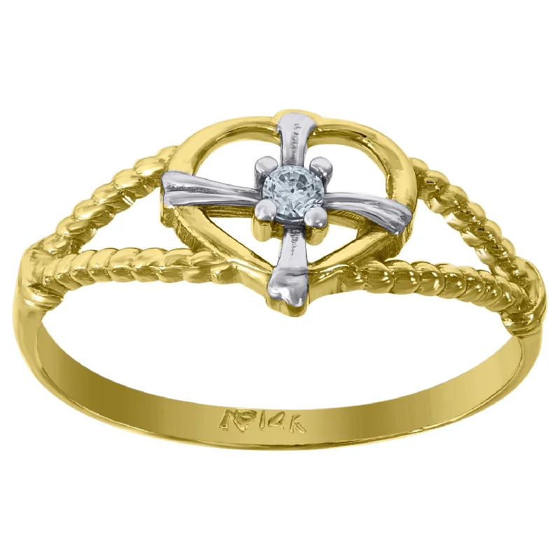 Fashion Rings with Zodiac Symbols in Gold - Filled Metal for a Personalized TouchKeene Jewelers 14kt Gold Womens Two-tone CZ SZ7 Heart Ring Band Fashion Rings with Zodiac Symbols in Gold - Filled Metal for a Personalized TouchKeene Jewelers 14kt Gold Womens Two-tone CZ SZ7 Heart Ring Band