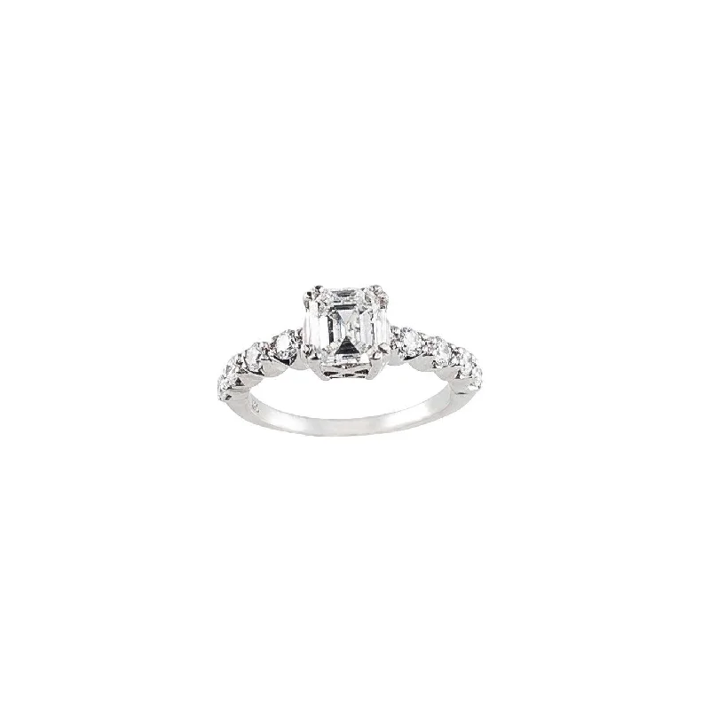 Tennis - Style Women's Rings with a Row of Round Diamonds in PlatinumAsscher Cut Diamond Ring Tennis - Style Women's Rings with a Row of Round Diamonds in PlatinumAsscher Cut Diamond Ring