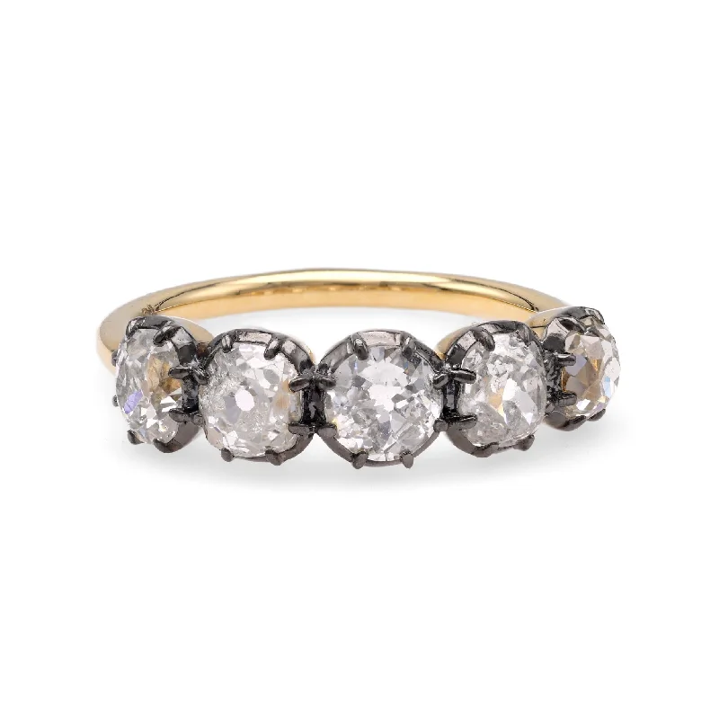 Pear - shaped diamond engagement ring with side baguette diamonds in 18K goldVictorian Style 5 Stone Diamond Gold & Platinum Wedding Band Pear - shaped diamond engagement ring with side baguette diamonds in 18K goldVictorian Style 5 Stone Diamond Gold & Platinum Wedding Band