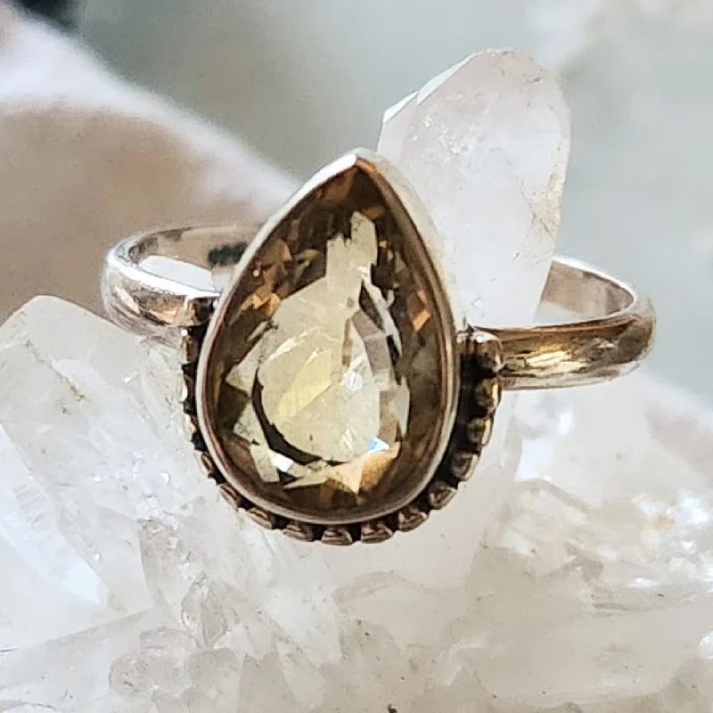 Women's Rings with Hidden Compartments for Secret KeepsakesCITRINE TEAR DROP - 925 STERLING SILVER RING Women's Rings with Hidden Compartments for Secret KeepsakesCITRINE TEAR DROP - 925 STERLING SILVER RING