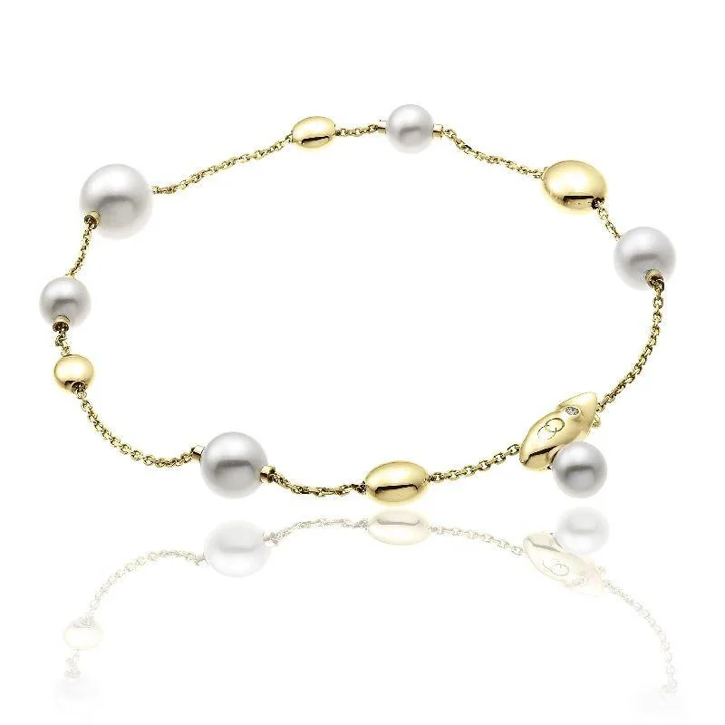 Chimento Armillas Acqua 18ct Yellow Gold Pearl Diamond Bracelet