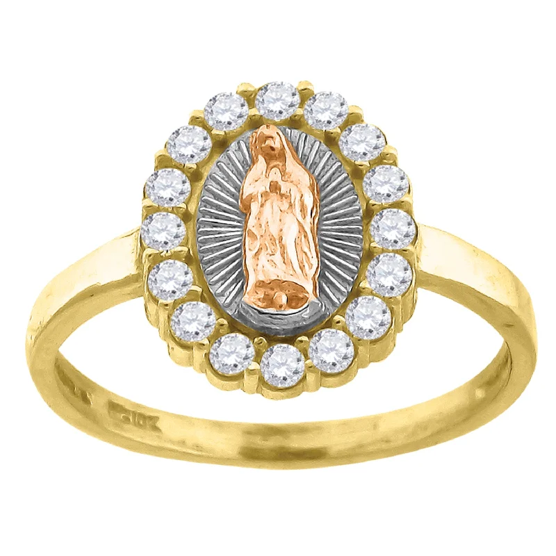 Stackable Fashion Rings in Rose - Gold Tone with Delicate Floral EngravingsKeene Jewelers 10kt Tri-color Gold Womens Round Cubic Zirconia Lady Of Guadalupe Religious Ring Stackable Fashion Rings in Rose - Gold Tone with Delicate Floral EngravingsKeene Jewelers 10kt Tri-color Gold Womens Round Cubic Zirconia Lady Of Guadalupe Religious Ring