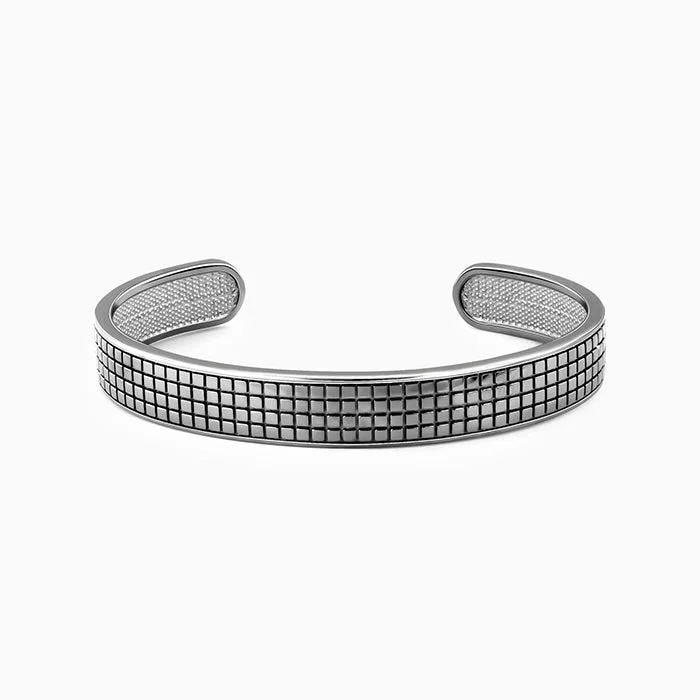 Men's stainless - steel promise rings with a matte finishBlack Rhodium Textured Kada For Him Men's stainless - steel promise rings with a matte finishBlack Rhodium Textured Kada For Him