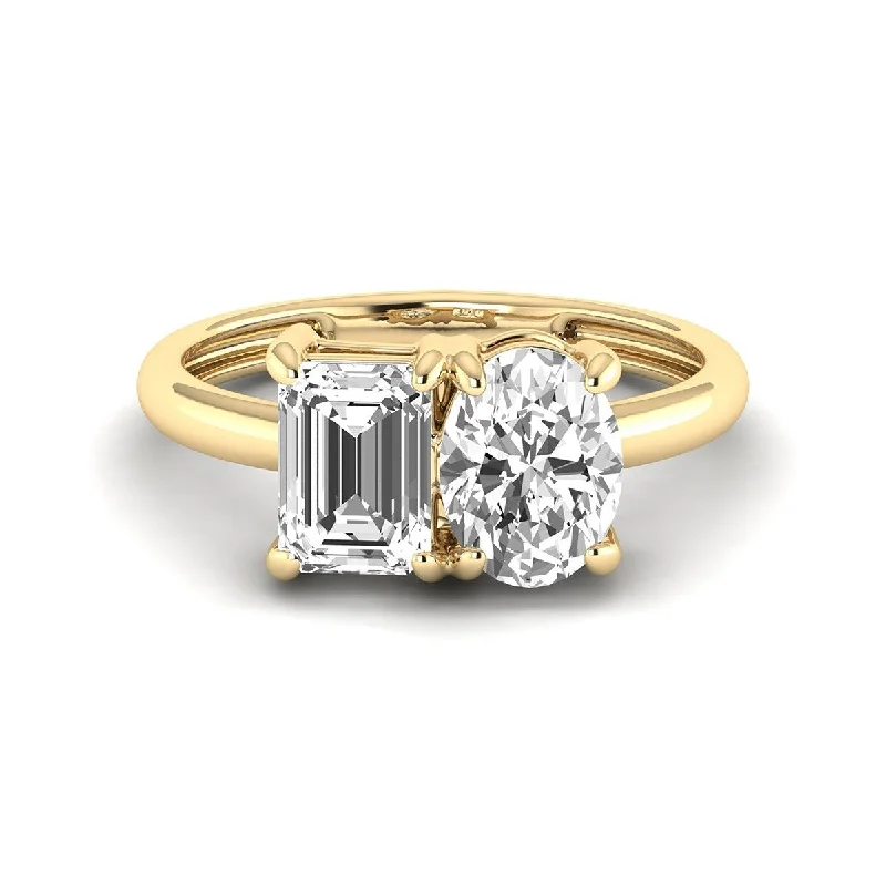 Marquee Almost 2.50 Carat TW Emerald Cut And Oval Lab Grown Diamond Ring in 14K Yellow Gold Marquee Almost 2.50 Carat TW Emerald Cut And Oval Lab Grown Diamond Ring in 14K Yellow Gold