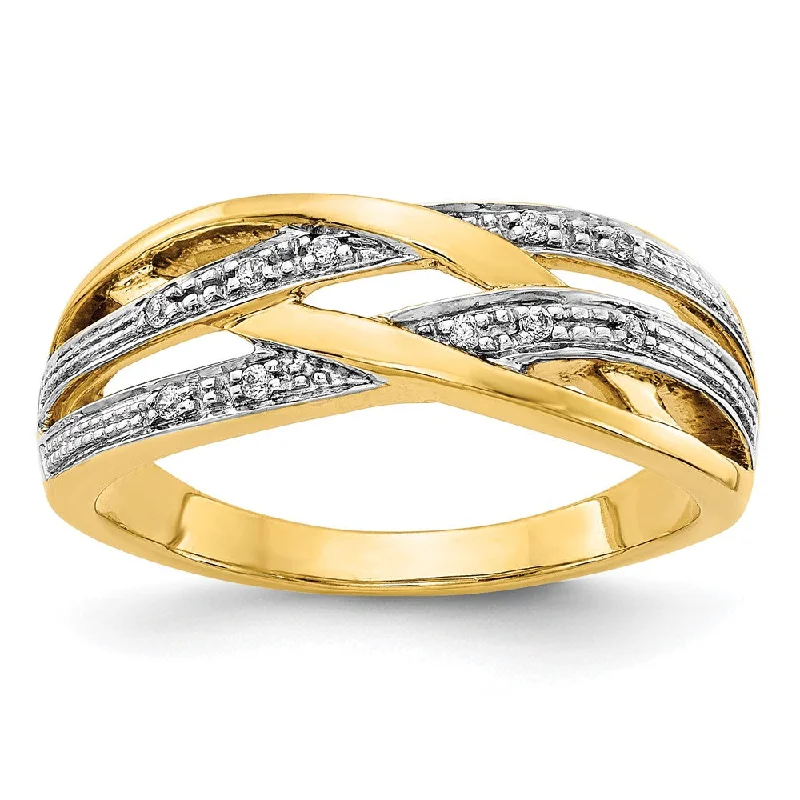 14k Yellow Gold Rhodium Diamond Ring