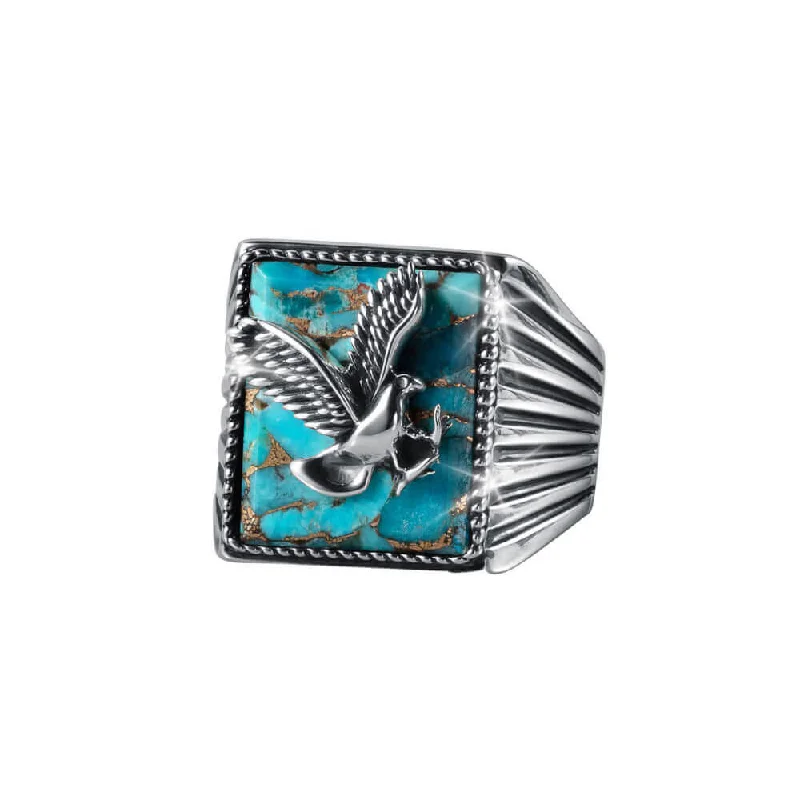 Vintage - Inspired Filigree - Design Women's Rings in Sterling SilverTurquoise Eagle Ring Vintage - Inspired Filigree - Design Women's Rings in Sterling SilverTurquoise Eagle Ring