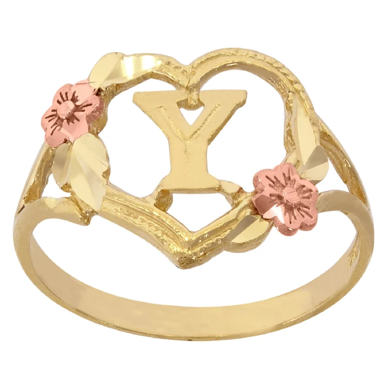Fashion Rings with Zodiac Symbols in Gold - Filled Metal for a Personalized TouchKeene Jewelers 10kt Two-tone Gold Womens DC Textured Initial Letter Y Heart Band Ring Fashion Rings with Zodiac Symbols in Gold - Filled Metal for a Personalized TouchKeene Jewelers 10kt Two-tone Gold Womens DC Textured Initial Letter Y Heart Band Ring