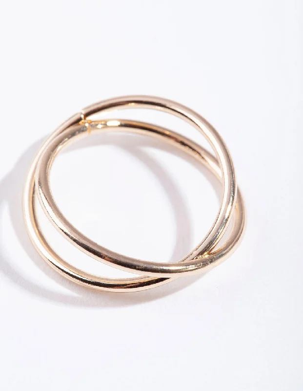 Pearl - Adorned Fashion Rings in Gold - Tone Alloy for a Sophisticated LookGold Classic Crossover Ring Pearl - Adorned Fashion Rings in Gold - Tone Alloy for a Sophisticated LookGold Classic Crossover Ring
