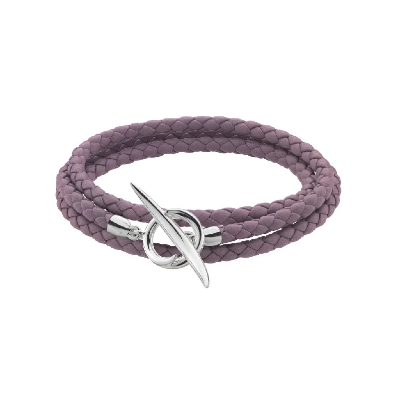 Shaun Leane Quill Sterling Silver Rose Leather Wrap Bracelet