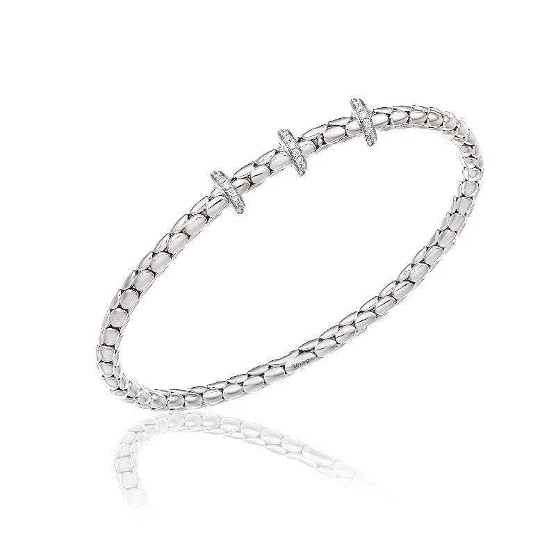 Chimento Stretch Spring 18ct White Gold 0.31ct Diamond Triple Rondelle Bracelet