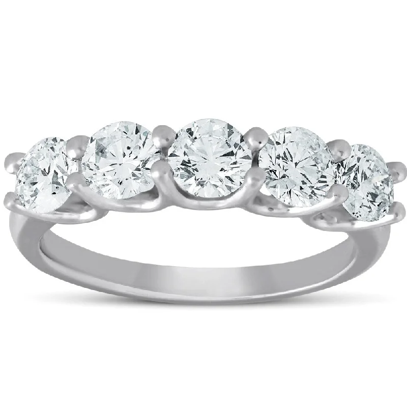 Pompeii3 14k White Gold 1 ct TDW Five Stone Diamond Wedding Ring Eco Friendly Lab Grown (G-H,SI1-SI2) Pompeii3 14k White Gold 1 ct TDW Five Stone Diamond Wedding Ring Eco Friendly Lab Grown (G-H,SI1-SI2)