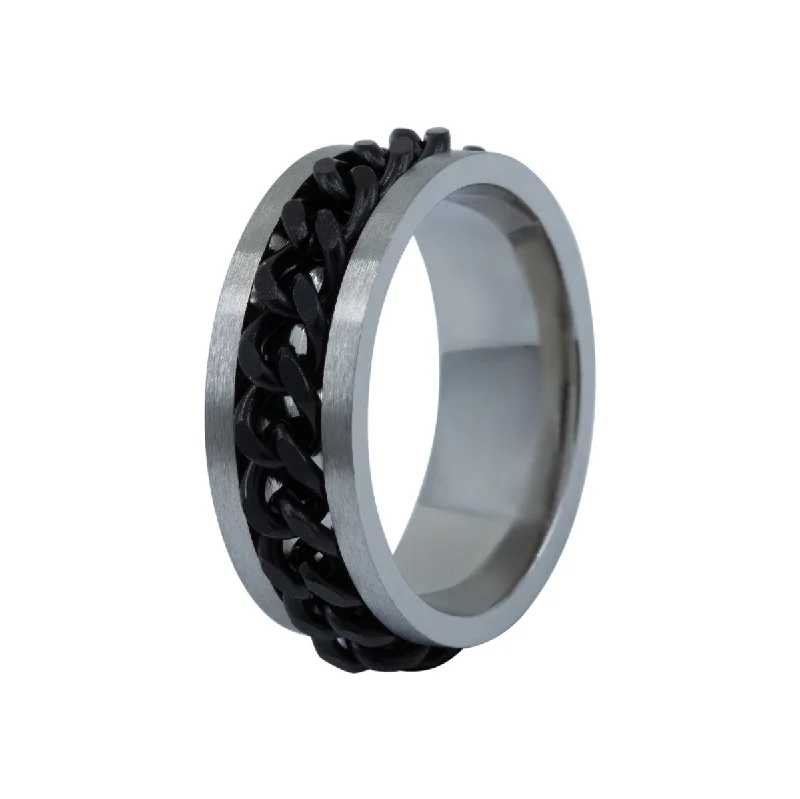 Men's thumb rings with a wide bandMen's Black Chain Link Anxiety Ring