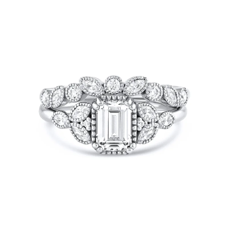 Elle Diamond Cluster Ring & Contour Band Suite