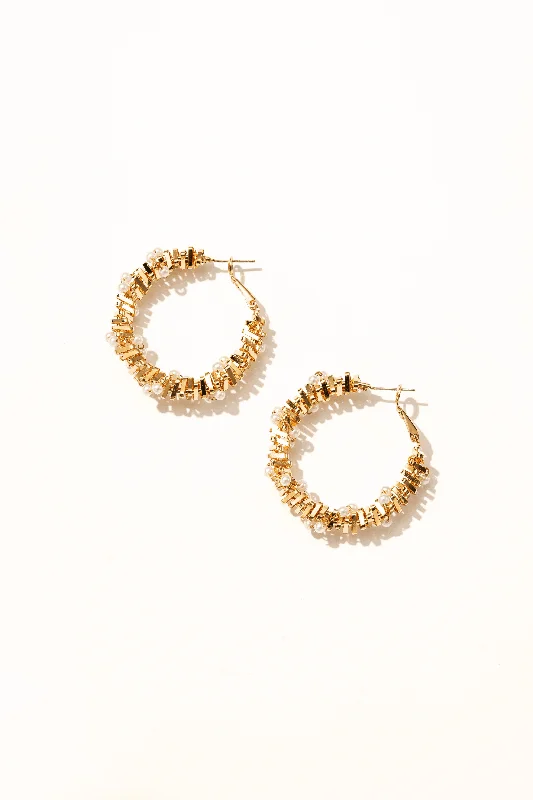 Rose gold hoop earringsBrielle Pearl Hoop Earrings