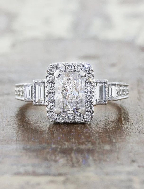 Men's Diamond Engagement Rings with Platinum Band and Halo Setting for a Luxury ProposalElani Men's Diamond Engagement Rings with Platinum Band and Halo Setting for a Luxury ProposalElani