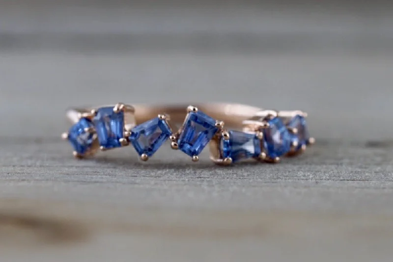 Men's ruby - adorned rings for a bold red colorStaggered Sapphire Baguette Ring