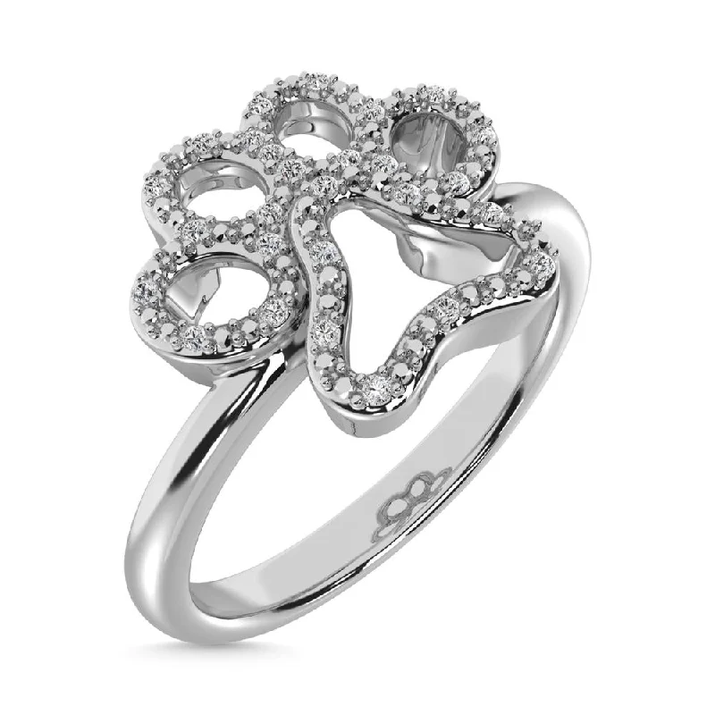 10K White Gold 1/20 CTW Genuine Diamond Paw Ring