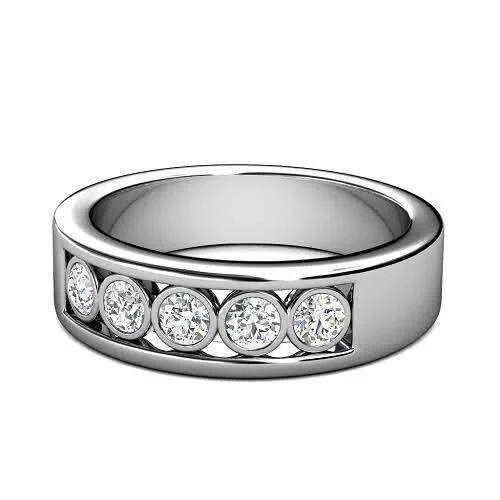 Men's skull - shaped rings for a gothic style0.65 CT Round Cut Diamonds - Mens Wedding Band