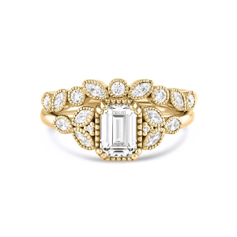 Elle Diamond Cluster Ring & Contour Band Suite