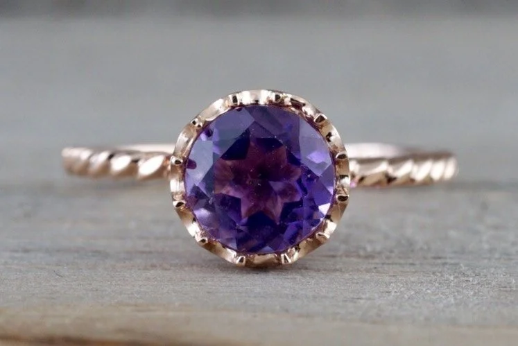 Men's anchor - themed rings for a nautical lookMelrose Amethyst GoldRound Purple Ring Crown Vintage February Birthstone Men's anchor - themed rings for a nautical lookMelrose Amethyst GoldRound Purple Ring Crown Vintage February Birthstone