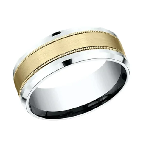Men's high - quality handmade rings for artisanal appealThe TWO-TONE MILGRAIN Mens Band Men's high - quality handmade rings for artisanal appealThe TWO-TONE MILGRAIN Mens Band