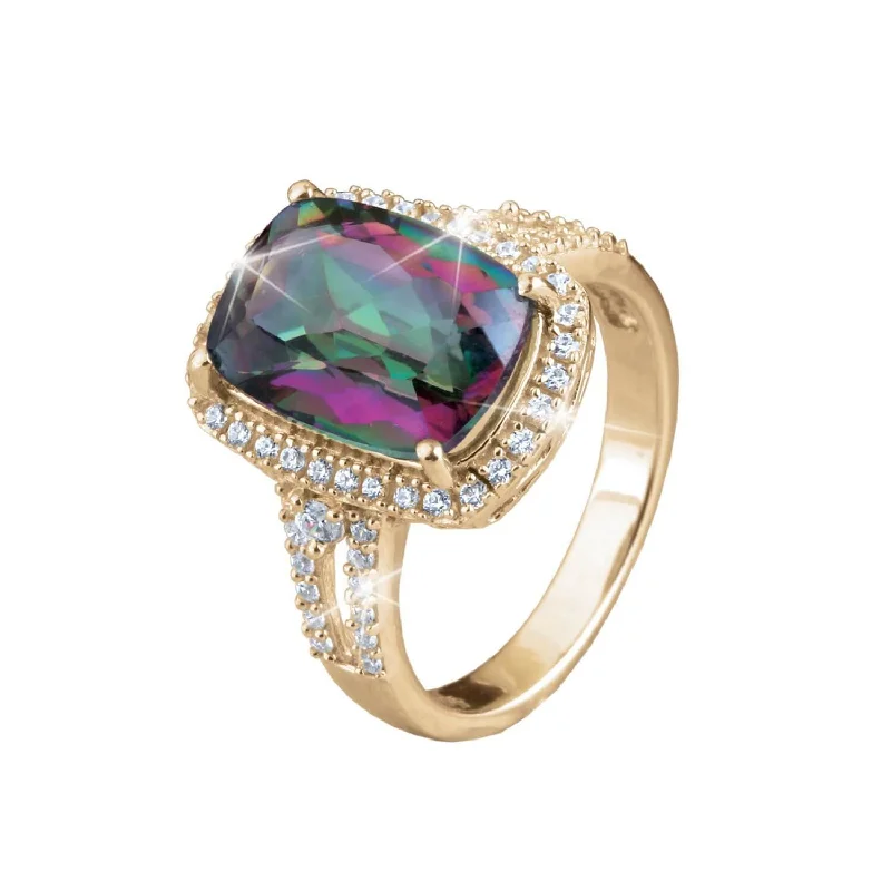 Diamond - Encrusted Women's Rings for Special Occasions in 18K GoldMystic Quartz Ladies Ring
