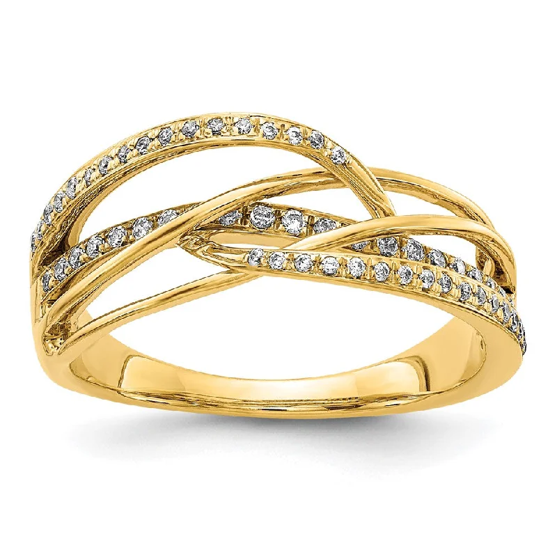 14k Yellow Gold Diamond Swirl Ring