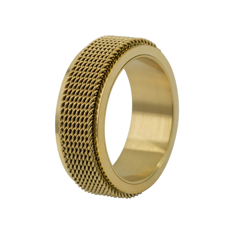 Men's adjustable - size rings for a perfect fitMen's Gold Steel Mesh Anxiety Ring